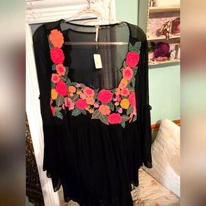 Black Floral Embroidered Dress